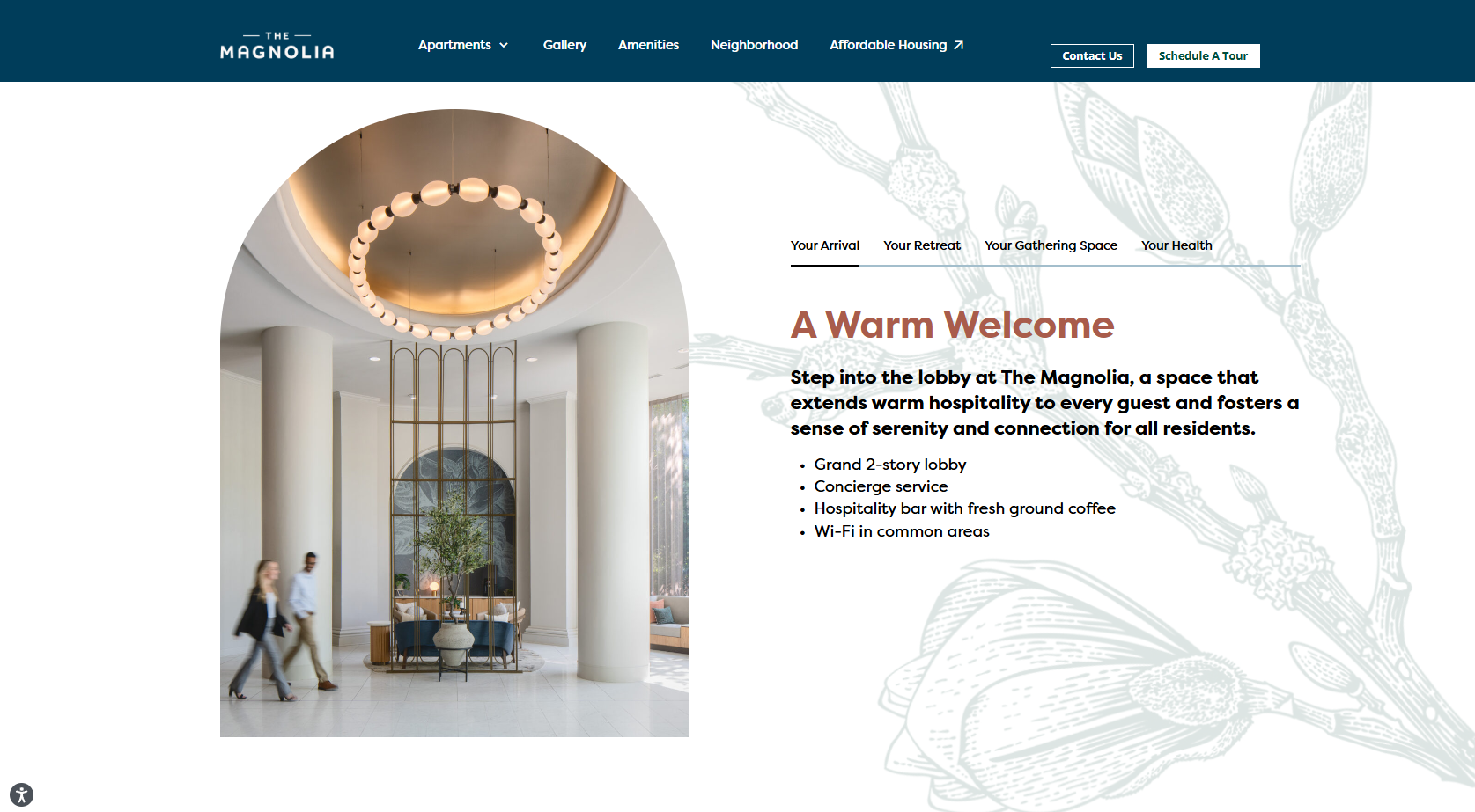 “A Warm Welcome” — detalle del lobby